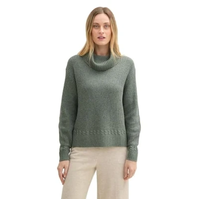 Abbildung von TOM Tailor Rollkragen Strickpullover, Damen, Größe: Medium, Pale bark green melange