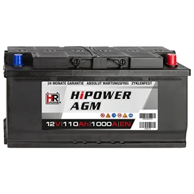 Abbildung von HR HiPower AGM Autobatterie 12V 110Ah 1100A/EN Starterbatterie ersetzt 90Ah 92Ah 95Ah 100Ah 105Ah