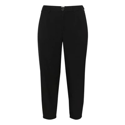 Abbildung von Kaffe Curve Damen Plus Size Women&#039;s Trousers High Waisted Full Length Tapered Legs Hose, Black Deep,