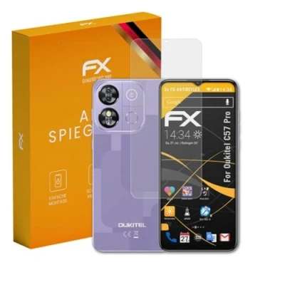 Abbildung von atFoliX Panzerfolie kompatibel mit Oukitel C57 Pro Schutzfolie, entspiegelnde und stoßdämpfende FX Folie (3X)