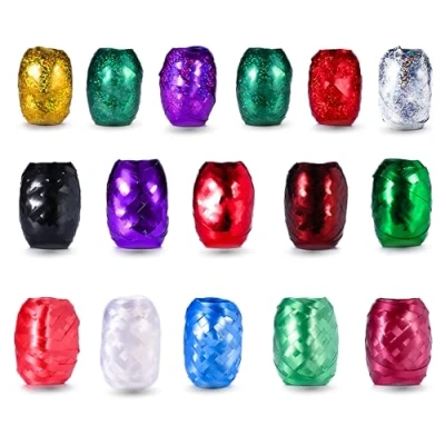 Abbildung von Bastelfreund® Geschenkband 18x Ringelband Set verschiedene Farben je Rolle 20m, 18