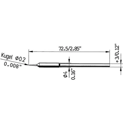 Abbildung von ERSA Dauerlötspitze gerade bleistiftspitz 0,2 mm 0212SDLF
