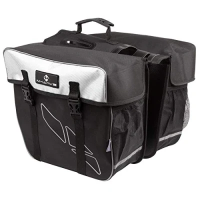 Abbildung von M Wave Fahrradtasche &quot;AMSTERDAM DOUBLE Schwarz/Weiß&quot;, (Packung, 1 tlg.), 2 Seitentaschen