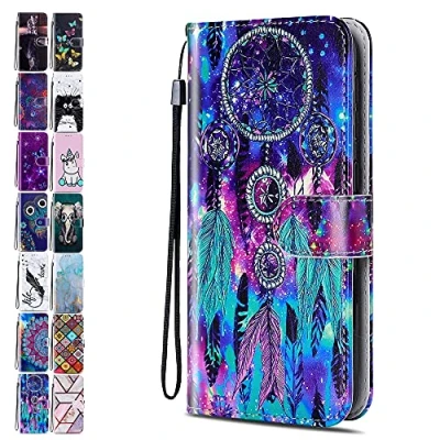 Abbildung von Lederhülle für Samsung Galaxy A54 5G Hülle Muster Bunter Traumfänger Handyhülle Flip Case Cover Schutzhülle mit Kartenfach Handytasche Mädchen Damen