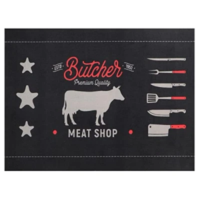 Abbildung von Primaflor Ideen in Textil Fußmatte &quot;BBQ Grillunterlage BEEF&quot;, rechteckig, 5 mm Höhe, Grillmatte ideal als Bodenschutz, ruschhemmend, waschbar