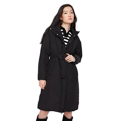Abbildung von Trendyol Women&#039;s Damen Oversize Puffer Plain Webstoff Winterjacke Coat, Anthracite, S