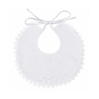 Abbildung von Filet Elegantes und Feines Lätzchen, Komplett aus Baumwolle mit Aida Leinenstickerei, Ideal für Babys Kleinkinder, 100% Made in Italy, Farbe weiß