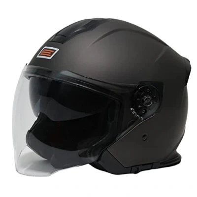 Abbildung von ORIGINE Motorradhelm Jethelm Roller Helm Scooter Moped Mofa mit Doppelvisier ECE Zertifizierung (SOLID Titanium,L)