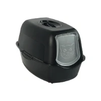 Abbildung von Rotho MyPet Eco Bailey Katzentoilette mit Deckel und Aktivkohlefilter, schwarz (recycelt)
