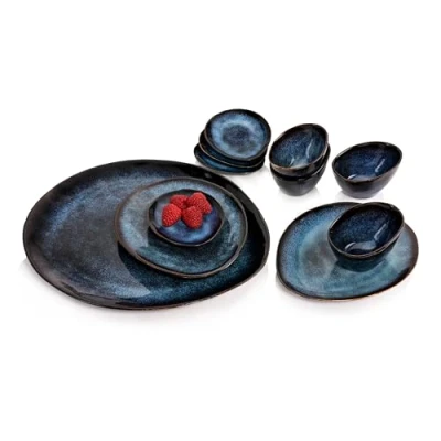 Abbildung von SÄNGER Servier Set Tokio, Steingut, (11 tlg), Blau Schwarz, Handmade, Premium Collection
