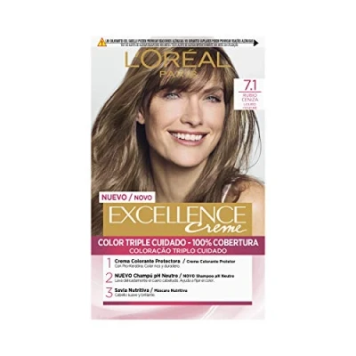 Abbildung von L&#039;Oréal Paris Permanente Haarfarbe, 100 Prozent Grauhaarabdeckung, Haarfärbeset mit Coloration, Shampoo und 3 Fach Pflege Creme Farbe, Excellence Crème 7.1 Mittelaschblond