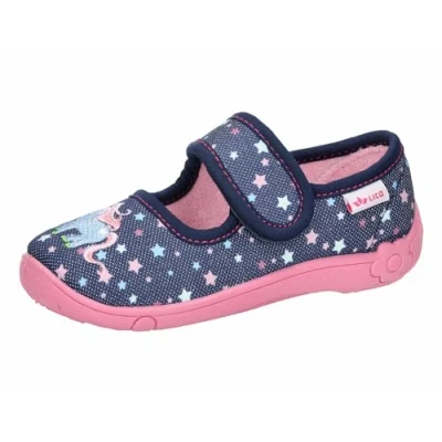 Abbildung von LICO Cookie GIRL Hausschuh für Kinder, Größe: 30, Navy/rose/turquoise Schuhe