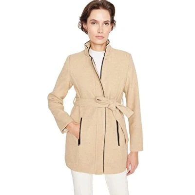 Abbildung von Trendyol Damen Women&#039;s Regular Double Breasted Plain Woven Fabric Coat, Beige, 34 EU