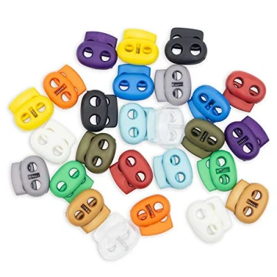 Abbildung von Kordel Stopper Set, 2 Loch, 26 Stück, 13 Farben Mix, für bis Ø 4 mm Kordeln, Band Klemme Bekleidung, Rucksack, Gummikordel Stopper, Schnellverschluss Schnürsenkel, Schnur Rutsche, Tanka Kordelstopper