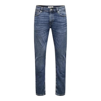 Abbildung von Herren O&amp;S Skinny Fit Jeans Basic Hose Denim Pants ONSWARP Stretch Tapered Trousers, Farben:Blau 2, Größe Jeans:30W / 30L