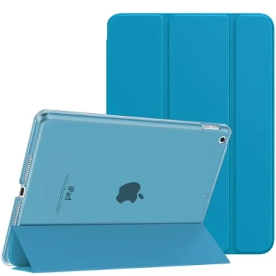 Abbildung von MoKo Schützhülle Kompatibel mit Neu iPad 9. / 8. 7. Generation (2021/2020/2019), Tablethülle Ständer Matt Rückseite Auto Schlaf/Aufwach Funktion für 10,2 Zoll, Hafenblau