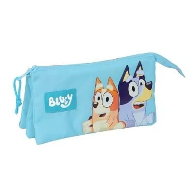 Abbildung von Safta Blue Federmäppchen für Kinder, ideal Kinder im Schulalter, bequem und vielseitig, Qualität Widerstandsfähigkeit, 22 x 3 12 cm, Hellblau, Himmelblau, Estándar, Lässig