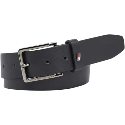Abbildung von Tommy Hilfiger Herren Gürtel Oliver Ledergürtel, Schwarz (Black), 80 cm