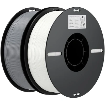 Abbildung von Creality Ender PLA Filament 1,75mm 2 Packs für 3D Drucker, x 1kg Spule Druck Filament, Maßgenauigkeit +/ 0,03mm, passend die meisten FDM Weiß &amp; Grau