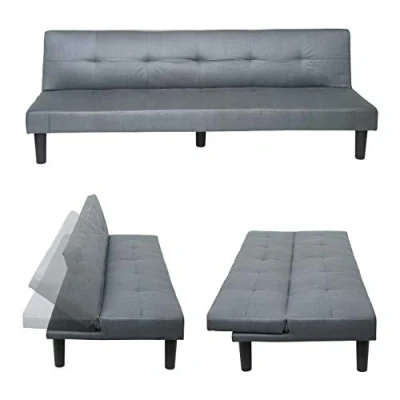 Abbildung von Mendler 3er Sofa HWC G11, Couch Schlafsofa Gästebett Bettsofa Klappsofa, Schlaffunktion 195cm Stoff/Textil, grau