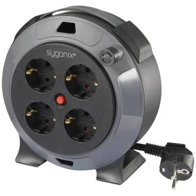 Abbildung von Sygonix SY 5806896 Kabeltrommel 5 m Schwarz Schutzkontakt Stecker (Kabellänge m)