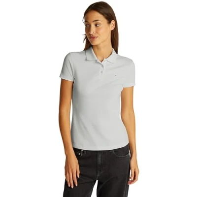 Abbildung von Tommy Jeans SLIM Essential Poloshirt, Damen, Größe: 34, Ecru