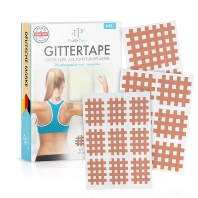 Abbildung von Health Press Kinesiologie Tape Gittertape Cross hautfreundliche Gitterpflaster (134 St)
