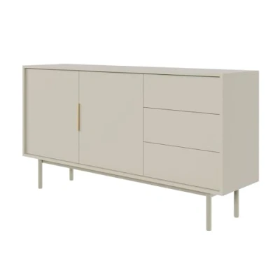 Abbildung von Selsey Viviaro Sideboard 2 türig mit 3 Schubladen, Graubeige, 154 cm