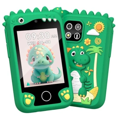 Abbildung von Adicop Pretend Smartphone,1080P 2.8 Zoll Touchscreen Digitalkamera für 38 Jahre Mädchen und Jungen Kinder Kamera&amp;Videokamera,Weihnachts&amp;Geburtstagsgeschenke Spielzeug mit 8GB SD Karte(Grün)