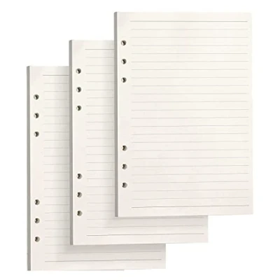 Abbildung von PALUDO 3 Packungen A5 Nachfüllpapier Linie, 135 Blätter Papier Nachfüllbare Refill Paper, 6 Löcher Nachfülleinlagen Loose Notizpapier für Filofax Notizbuch Ringbücher Skizze Einsätze