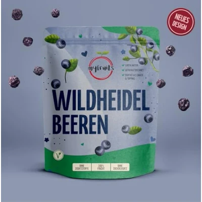 Abbildung von myfruits Wildheidelbeeren, Gefriergetrocknete Blaubeeren, 70g, ohne Zusätze, 100% wilde Heidelbeeren, Früchte und Trockenfrüchte