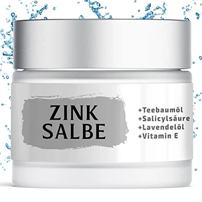 Abbildung von Leafy Zinksalbe gegen Pickel Hochdosiert+Teebaumöl+Salicylsäure50 mlNaturkosmetikAnti Creme unreine Haut Satisa