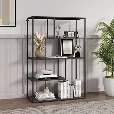 Abbildung von en.casa Standregal, »Sievi« Stahl 126 x 85 35 cm Schwarz, matt