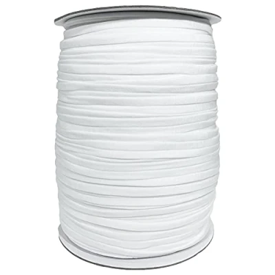 Abbildung von 200 Meter elastisches Gummi für Masken, Band zum Nähen, feines Gummi, Nähen und Heimwerken, (5 mm, Weiß)