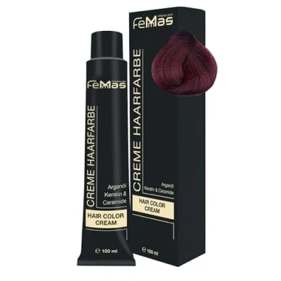 Abbildung von FemMas Premium Haarfarbe Hair Color Cream 100ml Hellbraun Mahagoni Rot 5.56