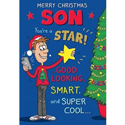 Abbildung von Humor Weihnachtskarte für Sohn, 22,9 x 15,2 cm, Piccadilly Greetings
