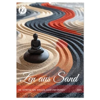 Abbildung von Zen aus Sand (Wandkalender 2025 DIN A2 hoch), CALVENDO Monatskalender