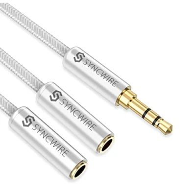 Abbildung von SYNCWIRE Kopfhörer Splitterkabel, 3,5 mm AUX Splitter Adapter, geflochtener Nylon Stecker auf 2 x Buchse, Verlängerungskabel für Apple iPhone, iPod, iPad, Samsung, Kopfhörer, Lautsprecher,