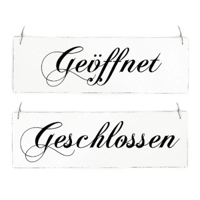 Abbildung von Interluxe Vintage Shabby Schild Türschild GEÖFFNET GESCHLOSSEN Wendeschild Holzschild Landhaus