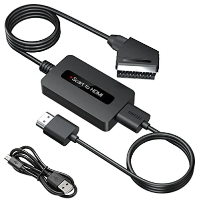 Abbildung von SUNNATCH Scart auf HDMI konverter mit und Kabel, Männlich to Adapter, zu Konverter, Eingang Ausgang