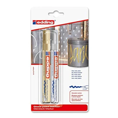 Abbildung von edding Flachpinsel 750 Glanzlackmarker 2er Set gold und silber