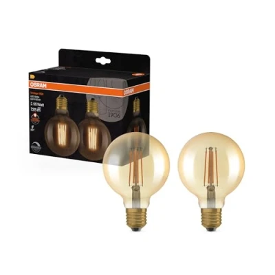 Abbildung von OSRAM 1906 Vintage Edition für E27 Sockel, goldenes Glas ,Warmweiß (2400K), 725 Lumen, Ersatz herkömmliche 55W Leuchtmittel, dimmbar, 2 er Pack