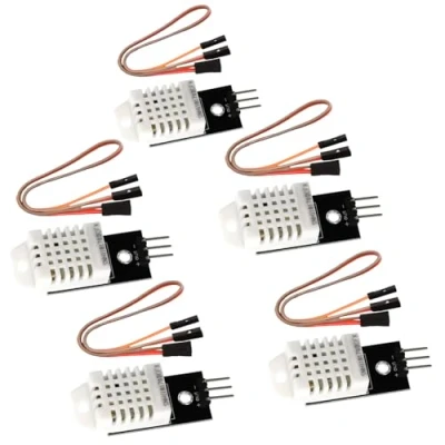 Abbildung von 5 Stück DHT / 2302 Temperatursensor 22 Modul, Sensor Luftfeuchtigkeitssensor mit Platine und Kabel 3.3 5.5V Kompatibel Arduino, Temperatursensor, Digitaler Temperatu Feuchtesensor