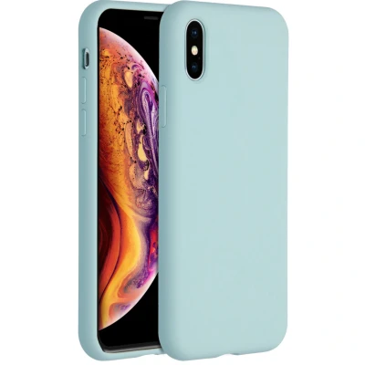Abbildung von Apple iPhone Xs Hülle Silikon Accezz Soft Case/Backcover Handyhülle Hellblau