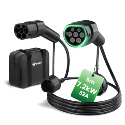 Abbildung von GONEO Typ 2 Ladekabel, 7kW 32A 5M 1 Phasig Ladekabel Modus 3, auf EV für Elektroauto PHEV mit Tragetasche Model S/X/Y/3, ID.3, ID.4