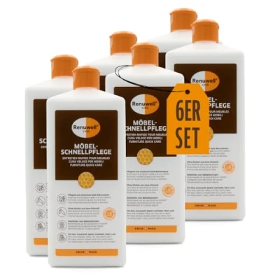 Abbildung von Renuwell 6 x 1 Liter Möbel Schnellpflege Möbelpflege mit Bienenwachs Spar Set