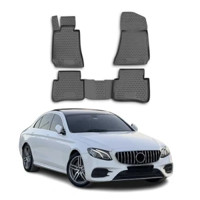 Abbildung von OMAC 4716444F Fußmattensatz Gummi, TPE (thermoplastischer Elastomer) 4 schwarz MERCEDES BENZ: E Klasse Limousine