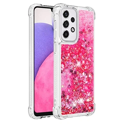 Abbildung von KBIKO zxl Kompatibel mit Samsung Galaxy A33 5G Glitzer Flüssig Hülle, Handyhüllen Flüssigkeit Farbverlauf Sternen Süß Transparent Silikon Bumper Schutzhülle für 5G.Pink YBL