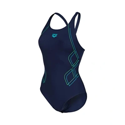 Abbildung von ARENA Damen Women&#039;s Swimsuit V Back Graphic Badeanz ge, Black freak Rose, 34 EU
