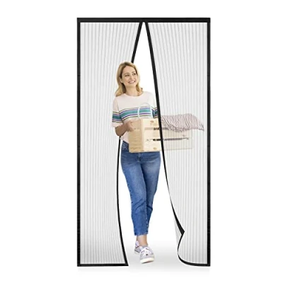 Abbildung von Fliegengitter Tür 85x220cm, Meet Beauty Balkontür Schwarz, Magnet Insektenschutz für Einfache Montage Ohne Bohren